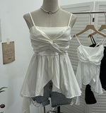 Real Shooting Irregular Kinky Skirt Shaved Belly Thin Sling Vest Design Slim Slime Sleeveless Top 9150 HZ1208