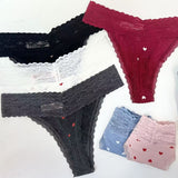 Comfortable Breathable Cotton Splicing Lace T-Shirts Heart-Shaped Printed Cotton Lace Side Plus-Size Low-Rise T-Sants Ladies Trousers HZ1208