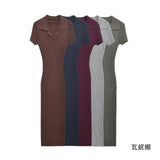 Women's Clothing 2025 Autumn And Winter New Fashion Temperament Collar Ribs Knitted Dress HZ1208