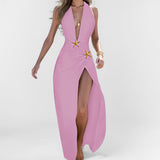 2025 Women's Holiday Style Sexy Open Skirt Hanging Neck Sexy Back Suit Women Two Sets HZ1208