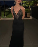 Sexy Sling Lace Dress Black Dress With Built-In Body Shaping HZ1208