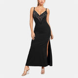 Sexy Sling Lace Dress Black Dress With Built-In Body Shaping HZ1208