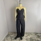 2025 Spring And Summer Female Simple Waist Cowboy Suit Suit HZ1208