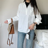 2025 New French High-End White Shirt Early Spring Women's Loose Shirt Temperament Long-Sleeved Top HZ1208