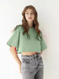 2025 Spring Summer New Pure Color Short T-Shirt Women Hot Y2K Cotton Short-Sleeved Top Hot Babes HZ1208