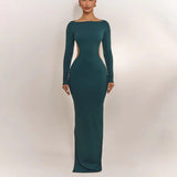 Sexy Women's New Pearl Hanging Neck Print High Open Fork V Collar Dress HZ1208