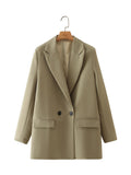 Spring And Summer 2025 New Simple Loose Double-Dbuted Blazer Women's Spring And Autumn Dress New Suit HZ1208