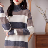 Autumn/Winter 2025 New Retro Buckle Design High-Necked Ladies Knitted Cardigan Pure Color Ocean Sweater Fashion HZ1208