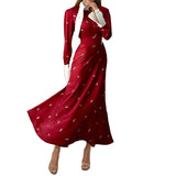 2025 French Collar Long Sleeve New Women's Temperament Elegant Long Dress HZ1208