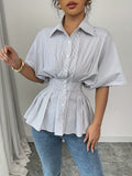 Spring And Summer Fashion Striped Shirt Women's Summer New Casual Shirt Top HZ1208