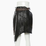 25 New Personality Irregular Splicing Niche Wear Rope Leather Clothes Two-Piece Skirt 1528 HZ1208
