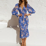 Women's New V-Neck Fashion Sexy Body-In-Body Temperament Long-Sleeved Spring Dress Women 661 HZ1208