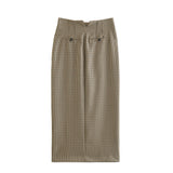 Lattice Double Buckle Blazer 8750331 Lattice Straight Dress 8917331 Set HZ1208