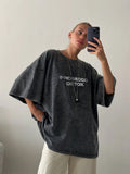 Loose Letter Print Short-Sleeved T-Shirts For Women's Summer New Water Wash To Make Old Design Feel Bottoming Top Ins HZ1208
