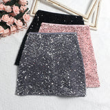 Pink Lewd Skirt High Waist Thin Anti-Light Bag A Word Flashy Bundi Skirt 8021 HZ1208