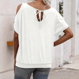 Ocean Riding Summer Wear Design Small Elegant Shoulder Hollow T-Shirt HZ1208
