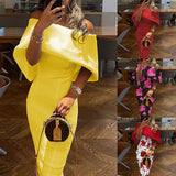 2025 New Women's Oblique Shoulder Print Sexy Bag Hip Dress Body Temperament Dress Female 661 HZ1208