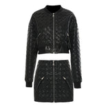 Autumn/Winter 2025 Personality Weaving Leather Jacket Jacket + Bag Hip Skirt Two-Piece Set Female 1685 HZ1208