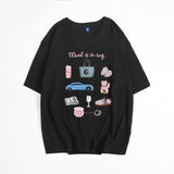 Hot Hand-Painted Printed T-Shirts For Women's Summer New Loose Round-Neck Cotton Short-Sleeved Tops Ins HZ1208