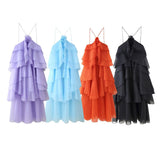 INS Women's Fashion Cascade Decoration Open Back Design Dress HZ1208