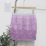 Shiny Tassel Dress Girl Autumn Design Small Babes Dance Irregular A Short Skirt 9039 HZ1208