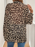 New Elegant Leopard-Print Long-Sleeved Loose Shirt Top HZ1208