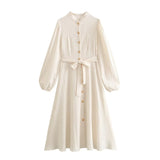 2025 Women's Body Texture Collar Long-Sleeved Dress 4960 HZ1208