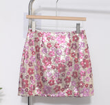 French Heavy Industry Lighting Flowers A-Word Skirt High Waist Thin Ass Anti-Light Short Skirt Women 8158 HZ1208