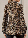 Long-Sleeved Top 2025 Spring New Leopard Print Tie With V-Neck Temperament Long-Sleeved Shirt HZ1208