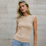 2025 Summer Fashion Solid Color Sleeveless Round Collar Ribs Sexy Hottie Vest Sling Female HZ1208
