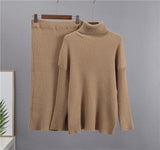 Pit Bar Half-Dress High-Necked Sweater Suit Women Loose Warm Jacket Sweater Two Sets Of Burst HZ1208