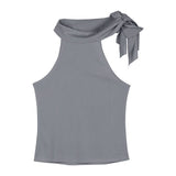 2025 New Thai Small Waistcoat Big-Size Hottie High-Necked Ribbon Ribbon Sleeveless Coat Woman HZ1208