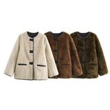New Women's French-Style Medard Vintage Fur Jacket Coat HZ1208