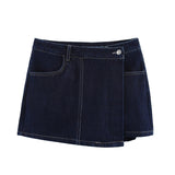 Spring New Pocket-Dressed Denim Shirt 7484064 Double Skirt 7484062 HZ1208