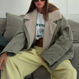 Hot Lamb Velvet Collar Jacket Loose Warm Work Clothes Baseball Uniform Autumn And Winter Sports A Hundred Cloth Women HZ1208