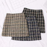 Small Scented Coarse Flowers, Lattice Half-Dress Woman 2025 Autumn And Winter New High-Waisted Thin Ass A-Word Skirt 8920 HZ1208