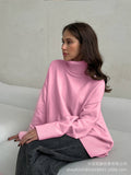 Autumn And Winter Pure Color Turtleneck Sweater Hot Selling Burst Comfortable Loose Basic Jacket Sweater Woman HZ1208