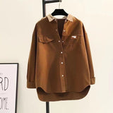 Official Map Water Wash Cotton Shirt Women 2025 Autumn And Winter New Korean Version Of The Loose Casual Shirt Jacket Women HZ1208