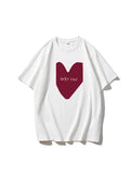 Hot Sale Of Simple Love Print T-Shirts For Girls In Summer Free-Round Collar Pure Cotton Short-Sleeved Top HZ1208