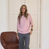 Knitted Button Polo Shirt Five-Sleeve Dopamine Loose Top Female Senior Feeling Lazy Wind Summer HZ1208