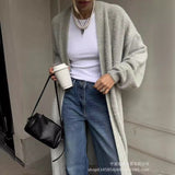 Autumn/Winter 2025 New Long Imitation Sting Cardigan Women Hot Selling Lazy Wind Knitted Sweater With Belt HZ1208