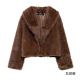2025 Winter New Women's Clothing Fashion Simple Short Faux Fur Coat HZ1208