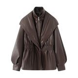 Z2025 New Fashion Temperament Women Water Wash Old Style Imitation Leather Fake Two Coats HZ1208