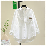 Cotton Long-Sleeved Shirt Women 2025 Spring And Autumn New Fashion Loose Version Of Temperament With A Solid Color Open Shirt Shirt Women's Coat HZ1208