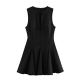 Spring New Wide Swing Bow Trim With Sleeveless Dress 4661316 HZ1208