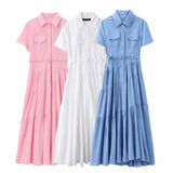 Spring New Belt Shirt-Style Splicing Dress 2240371 HZ1208