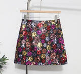 French Heavy Industry Lighting Flowers A-Word Skirt High Waist Thin Ass Anti-Light Short Skirt Women 8158 HZ1208