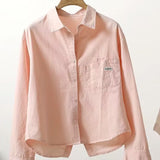 Short Shirt Women 2025 Spring And Autumn New Embroidery Letter Pocket Loose Casual Shirt Women Casual Shirt HZ1208