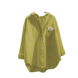 2025 New Shirt Women Long Sleeve Simple Korean Version Of The Loose Fashion Double Pocket Outside The Shirt Shirt Woman HZ1208