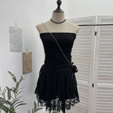 Real Shooting Retro Lace Spell To Receive Waist-Meared Tective Dress Sexy Collared Cake Dress Small Man Short Dress 1272 HZ1208